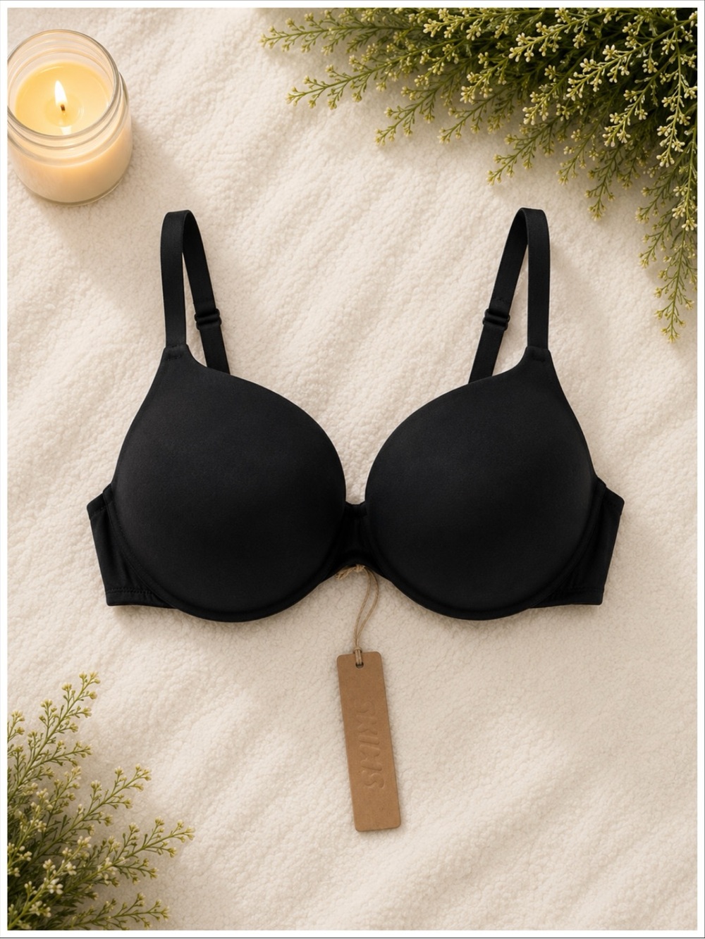 Skims Everyday Cotton Ultimate Bra in Onyx NWT